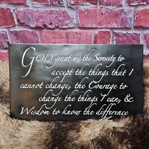 Serenity Prayer Black Wall Plaque Motivational Decor
